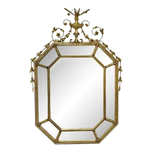 Large Adams Style Carved Giltwood Octagonal Wall Mirror.