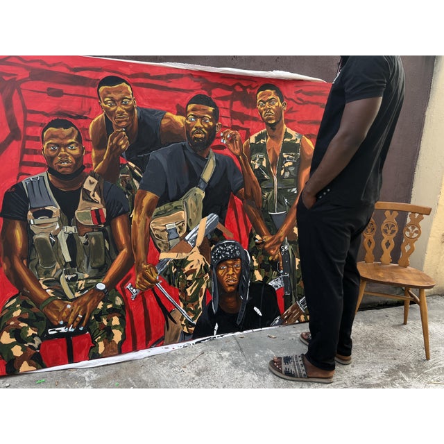 Modern The Best of Men Are Still Men, Life Size Acrylic Wall Painting, by Emmanuel Akolo (2023), Military Acrylic on Canvas For Sale - Image 3 of 3