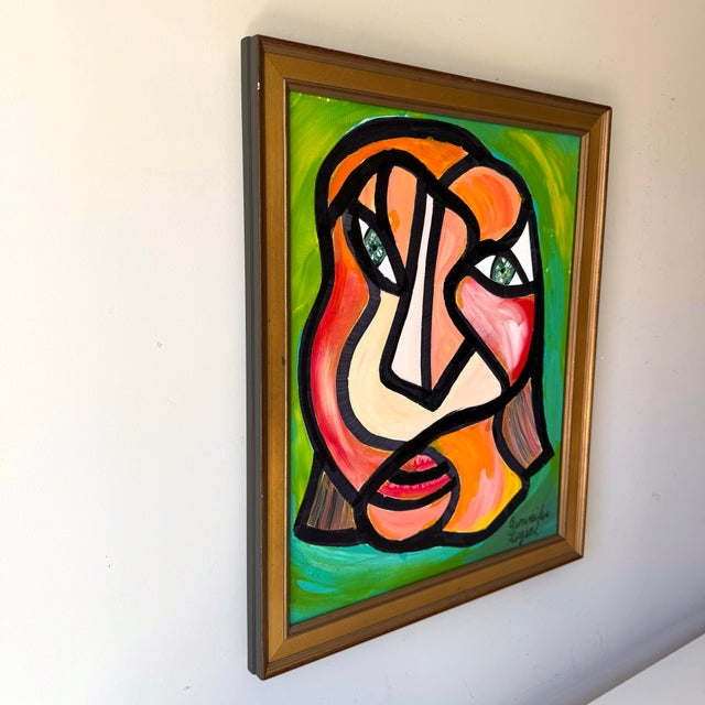 Early 21st Century Picasso Style Cubist Portrait, Signed Jennifer D. For Sale - Image 5 of 7
