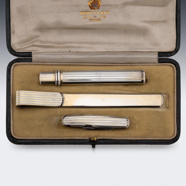 Antique English Silver and Enamel Desk Accessory Set, 1912, Set of 3 For Sale - Image 16 of 18