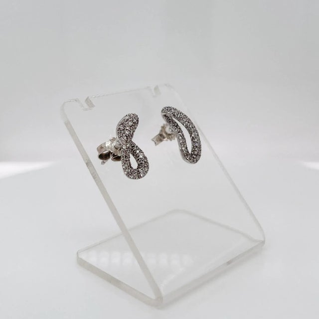 Vintage Georg Jensen Diamond & Sterling Silver Infinity Earrings - 2 Pieces For Sale In Philadelphia - Image 6 of 12
