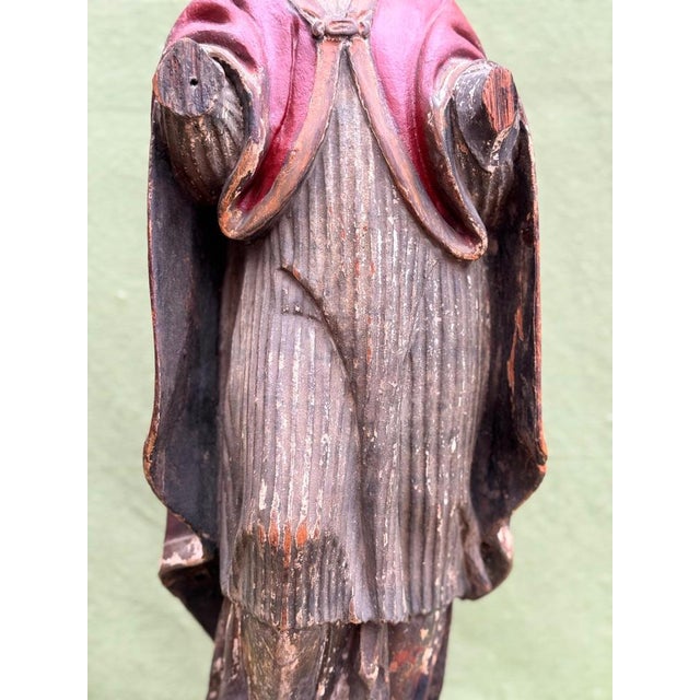 Polychrome Wood Carving of Pope Borgia, Spanish School, 17th Century Carved and polychrome wood sculpture representing...