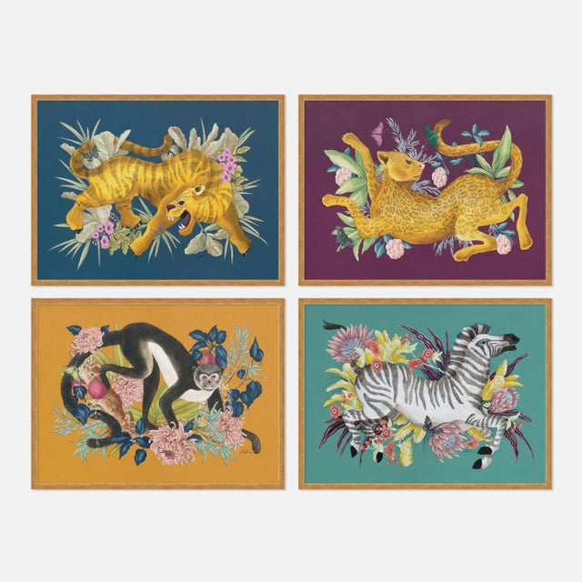 Fauna Set of 4 by Allison Cosmos in Gold Frame, Small Art Print For Sale In Austin - Image 6 of 6