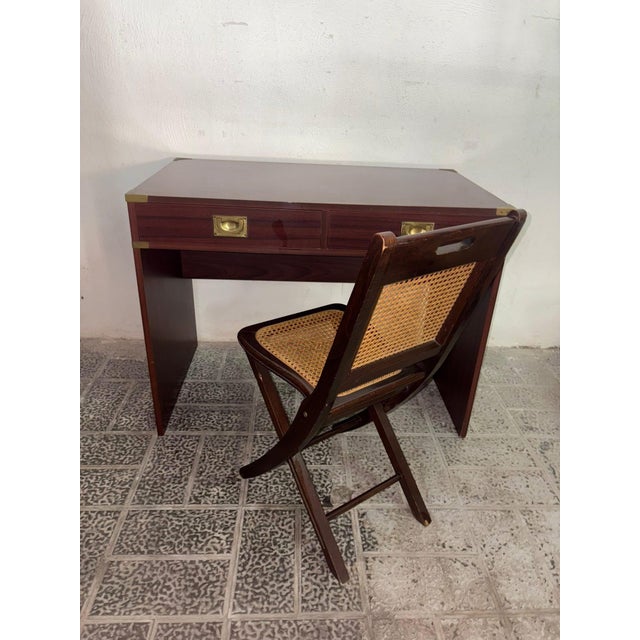 Vintage Desk with Navy Chair, 1970, Set of 2 For Sale - Image 9 of 9