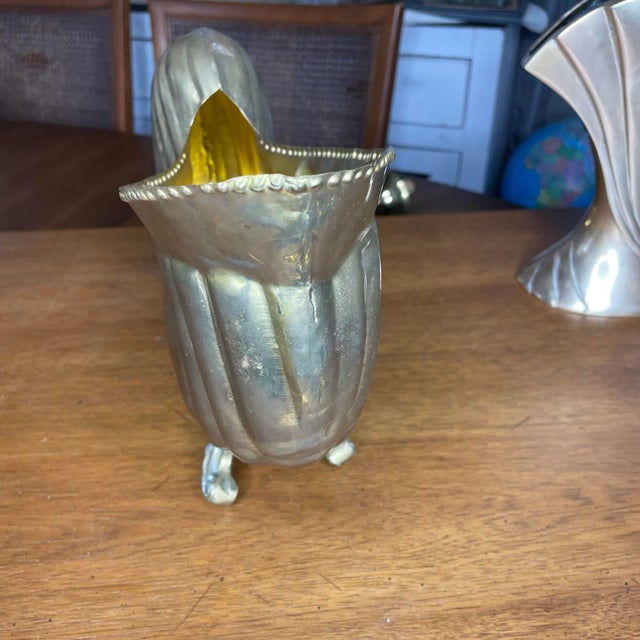 Mid 20th Century Large Footed Art Deco Style Brass Nautilus Shell For Sale - Image 5 of 7