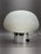 Fine stylish mushroom table lamp with a polished chrome base and milk glass mushroom shaped shade. Black dimmer switch....
