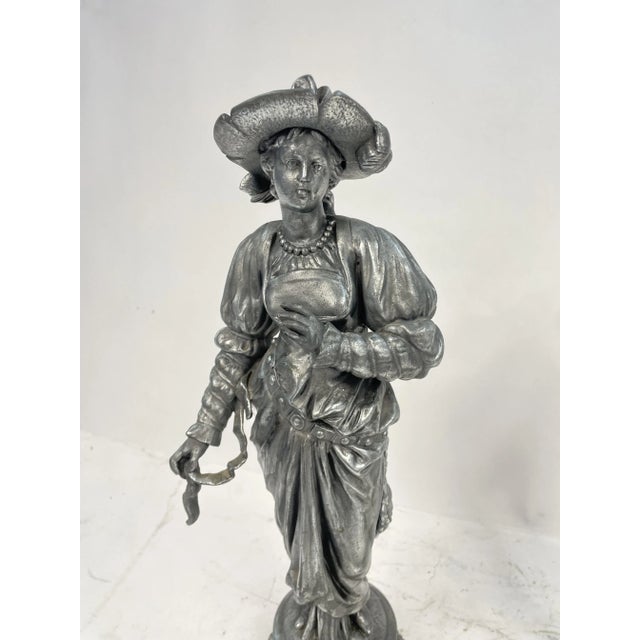 Renaissance Metal Statues, 1940s, Set of 2 For Sale - Image 3 of 13