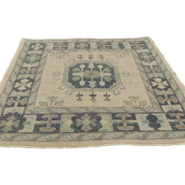 Contemporary Turkish Oushak Square Accent Rug, 03'06 X 03'10 For Sale - Image 3 of 9