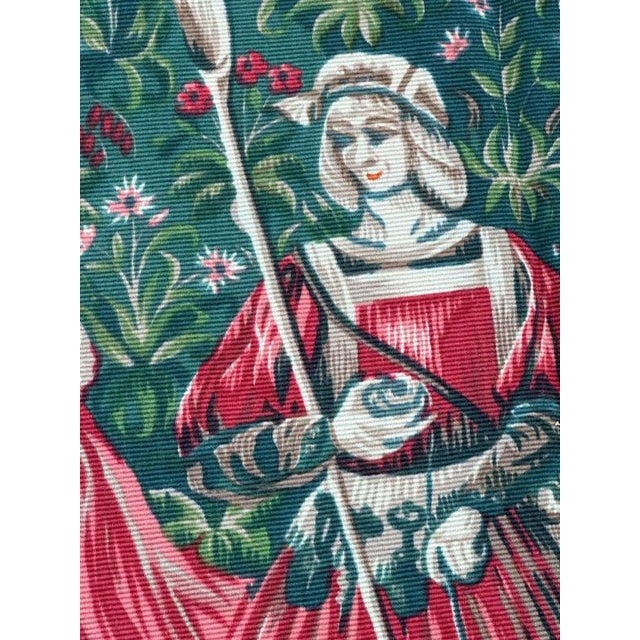 Vintage French Aubusson Screen Printed Tapestry with Medieval Design, 1960s For Sale - Image 11 of 18