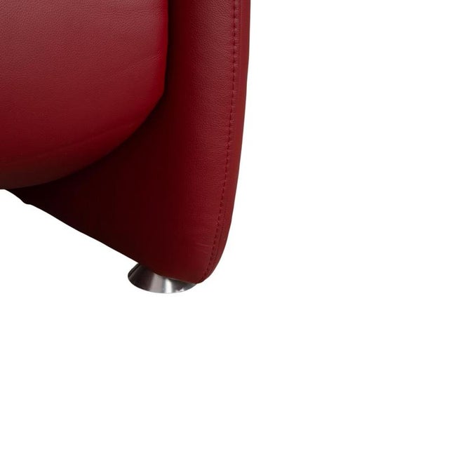 Trapezoidal 3-Seater Sofa in Red Leather with Storage Shelf in Oak from Himolla For Sale - Image 12 of 18