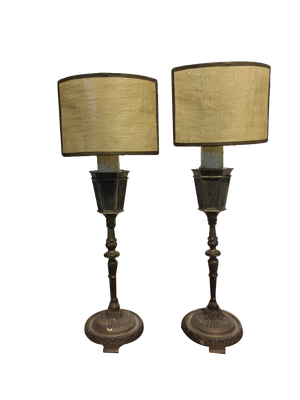 Empire Style Bedside Table Lamps in Parchment, Set of 2