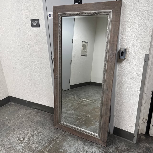 Rustic Rustic Wooden Floor Mirror For Sale - Image 3 of 12