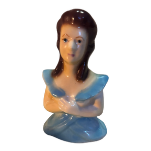 1960s European Porcelain Figurine of a Lady in Blue
