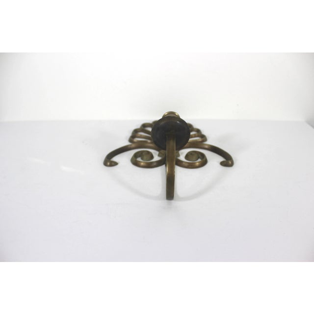Metal 1970s Brass Wall Candle Sconces Peacock or Scroll Fan Shape a Pair For Sale - Image 7 of 12
