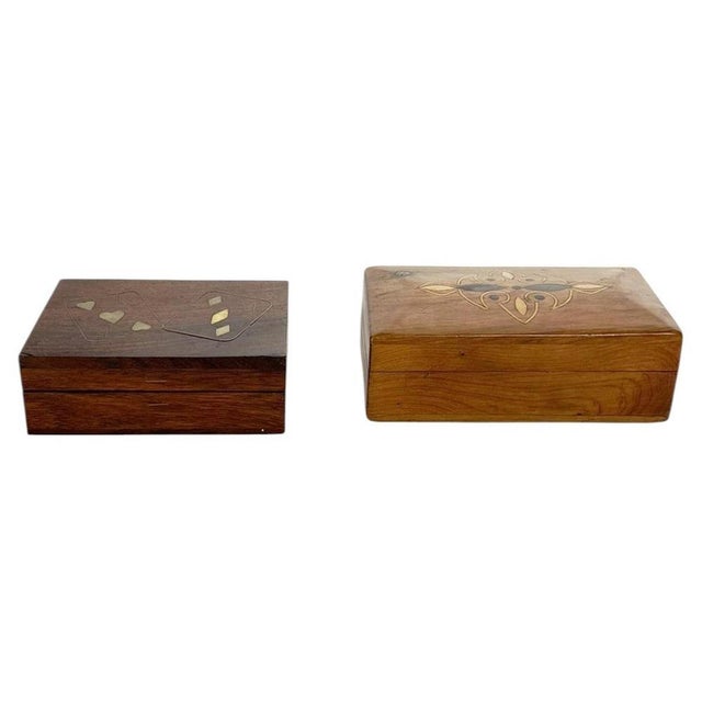 Wooden Boxes with Decorative Inlays, France, 1970s, Set of 2 For Sale - Image 10 of 10