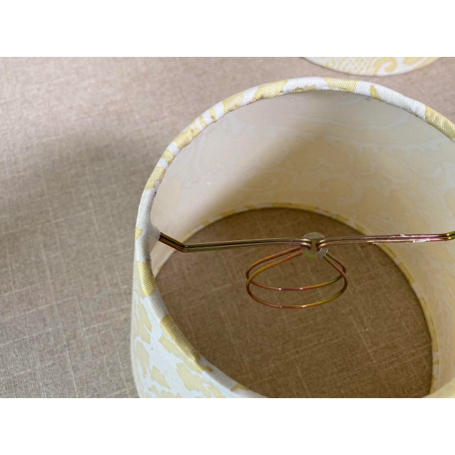 Contemporary Yellow Fortuny Lampshades - A Pair For Sale - Image 3 of 4