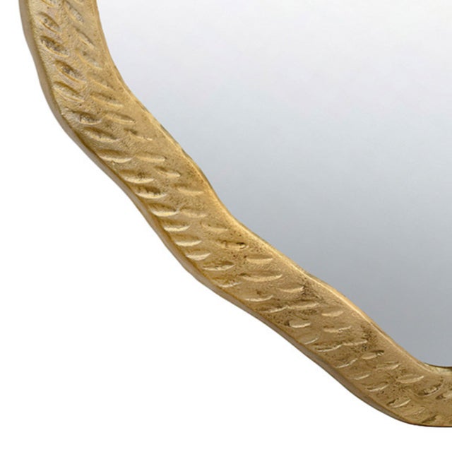 Contemporary Matthew Izzo Home Cadence Textured Antique Brass Round Wall Mirror For Sale - Image 3 of 5
