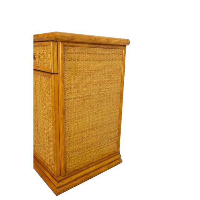 French Rattan & Elm Buffet Cabinet, 1970s For Sale - Image 6 of 13