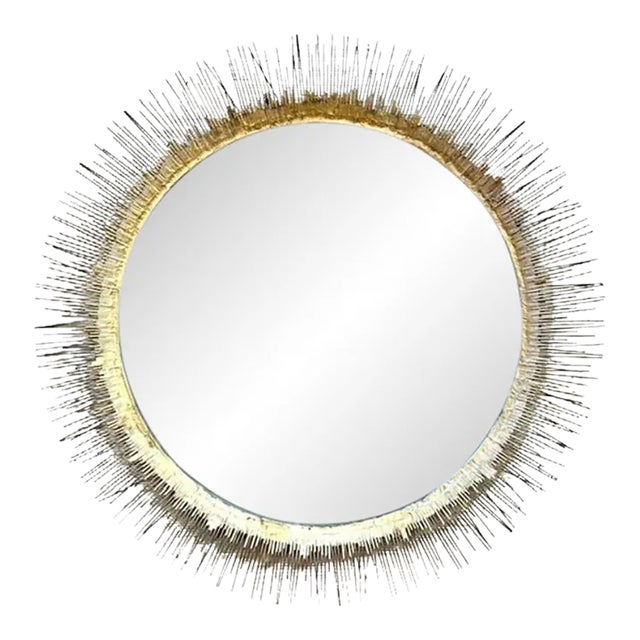 Large Sunburst Round Metal Mirror For Sale