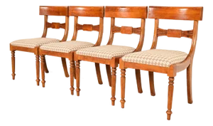 Baker Furniture English Regency Carved Maple Dining Chairs, Set of Four