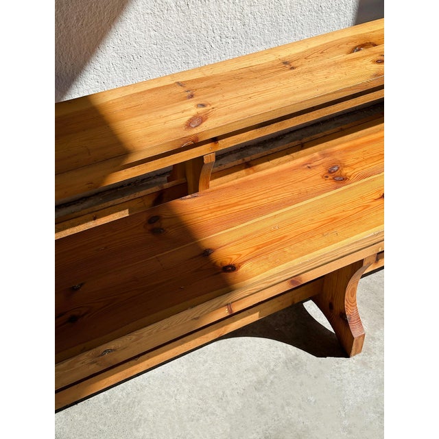Brown Set of Vintage Wooden Benches, 1970s For Sale - Image 8 of 9