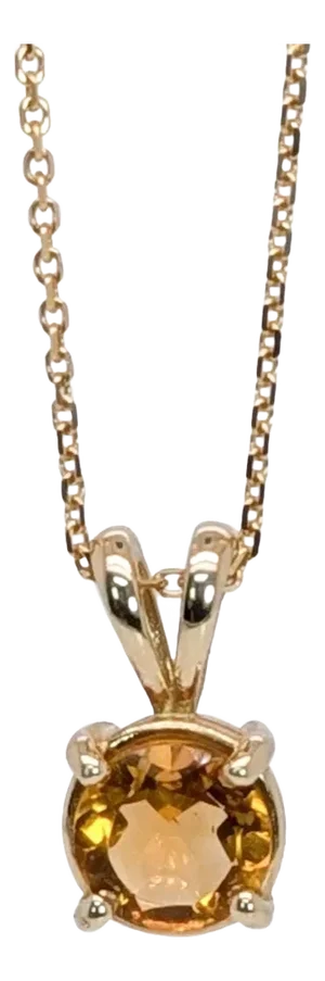 1.25ct Solitaire Citrine Pendant in Solid 14K Yellow Gold | RD 7mm | Rabbit Bail