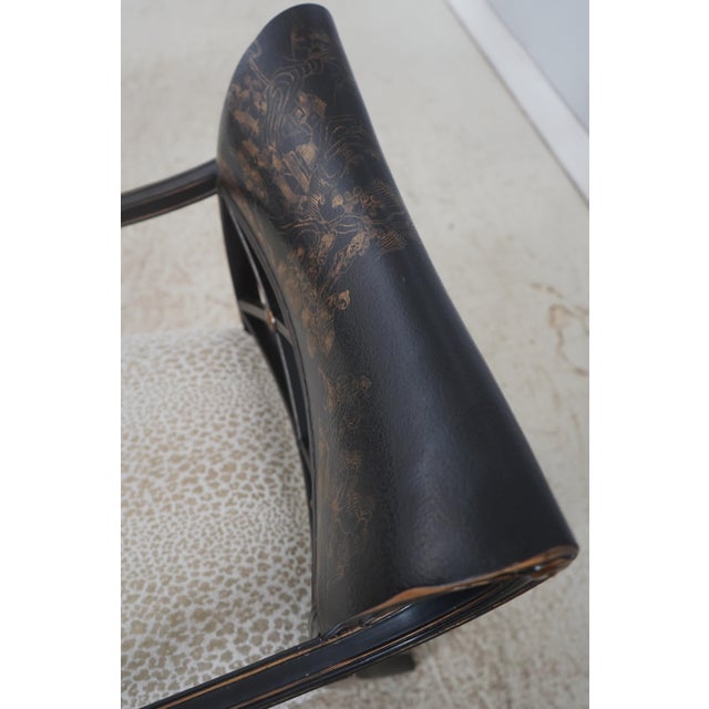Interior Crafts Black & Gold Chinoiserie Arm Chair For Sale - Image 14 of 18