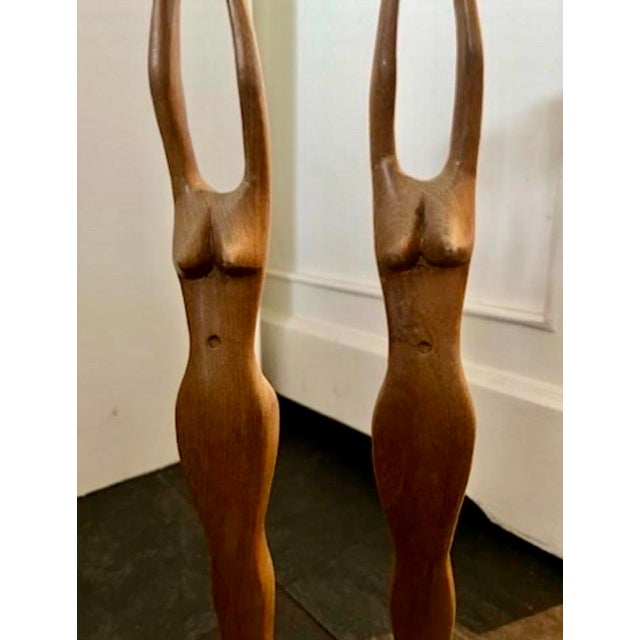 Mid-Century Modern Sculptural Wooden Female Candleholders, 1970s, Set of 2 For Sale - Image 6 of 9