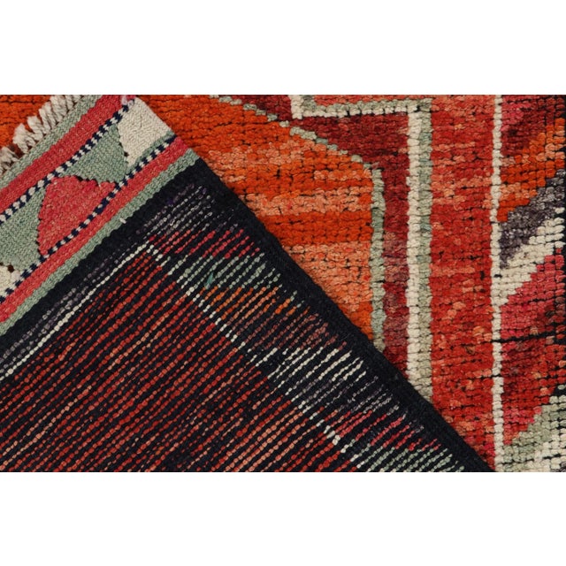 1950s Vintage Tribal Rug in Red, Orange, Medallions and Geometric Patterns For Sale In New York - Image 6 of 7