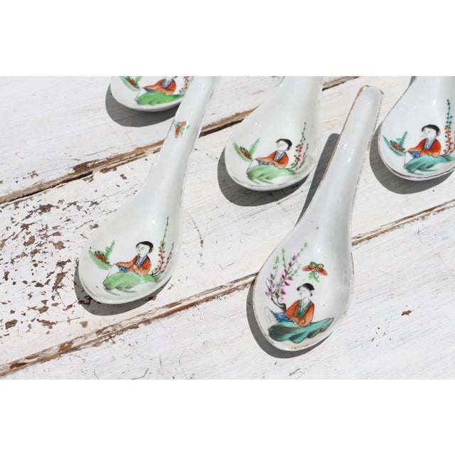 1910s Chinese Porcelain Spoons, Republic Period - Set of 5 For Sale - Image 9 of 13