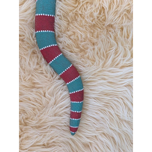 Wood Vintage Highly Collectible Davila Hand Carved Painted Wood Snake For Sale - Image 7 of 8