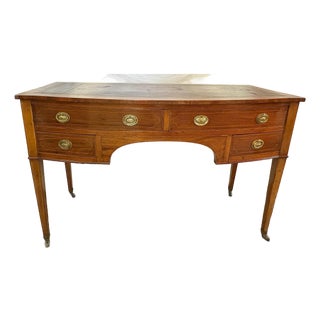 Early 1900's James Shoolbred & Co. Sheraton Revival Inlaid Mahogany Writing Desk on Casters For Sale