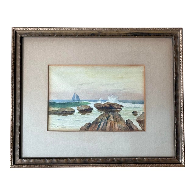Henry R. Sawyer Antique Framed Seascape Watercolor For Sale
