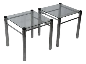 Pr. 70's Chrome and Glass End Tables After Baughman