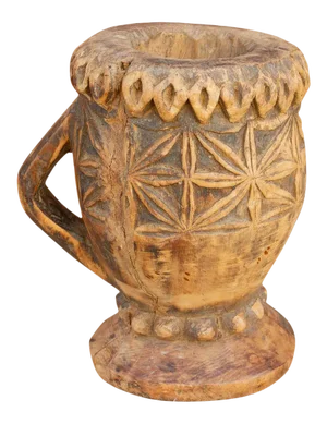 19th Century Bheel Tribal Spice Kharal Grinder Vase