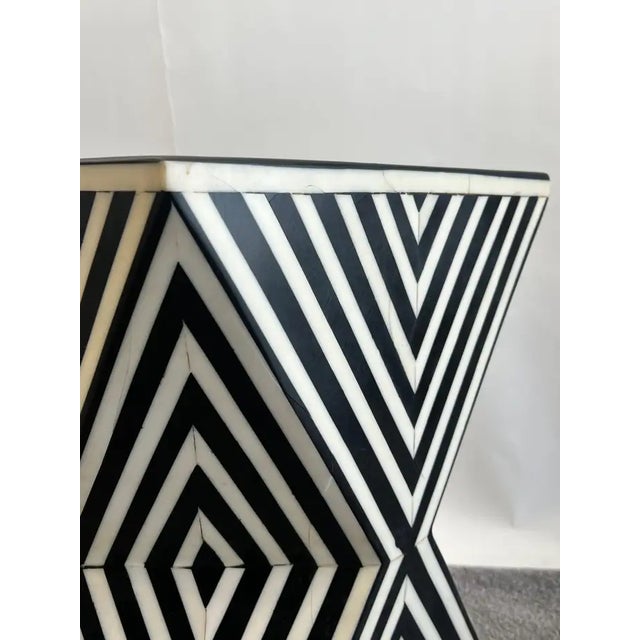 Art Deco Style Black & White Resin Sculptural Side End Table or Stool, a Pair For Sale - Image 11 of 17
