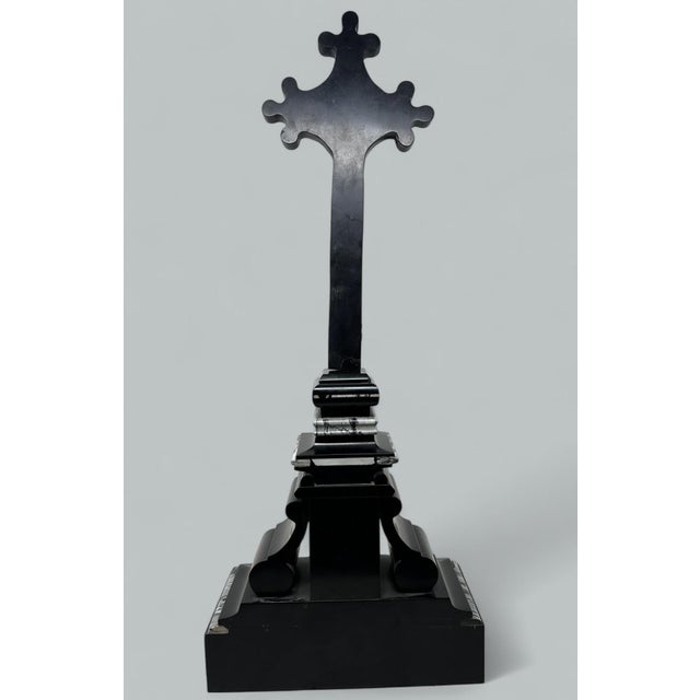 Black Antique Vintage French Gilt Marble Religious Holy Crucifix Jesus Christ Cross For Sale - Image 8 of 12