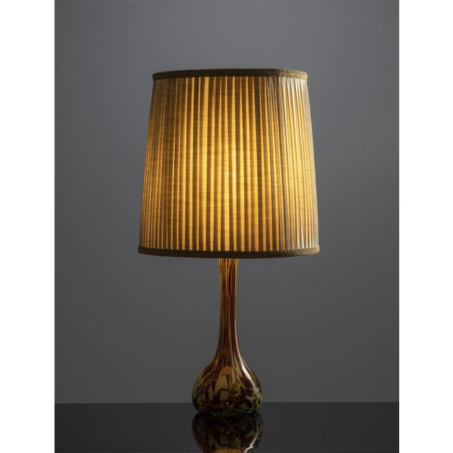 Glass Table Lamp with Textile Shade, 1960s For Sale - Image 6 of 8