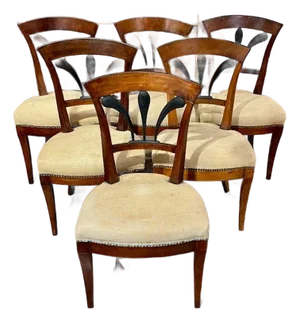 19th Century Set of 6 German Biedermeier Dining Chairs