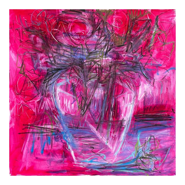 "Bouquet" by Trixie Pitts Large Abstract Floral Painting For Sale