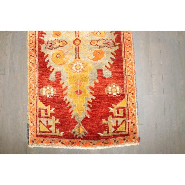 Early 20th Century Zabihi Collection Red Turkish Sivas Small Rug - 1'11" x 3'5" For Sale - Image 4 of 6
