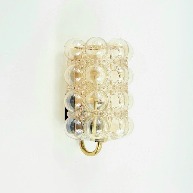 Stunning & rare set of 4 amber bubble glass wall lights/sconces designed by helena tynell for limburg, one of germany's...