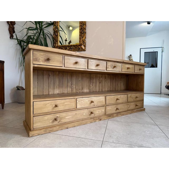 Antique Peasant 12-Drawer Sideboard in Softwood For Sale - Image 5 of 13
