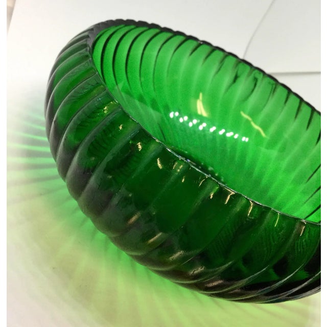 1950s Swirling Green Glass Serving Bowl For Sale - Image 4 of 12