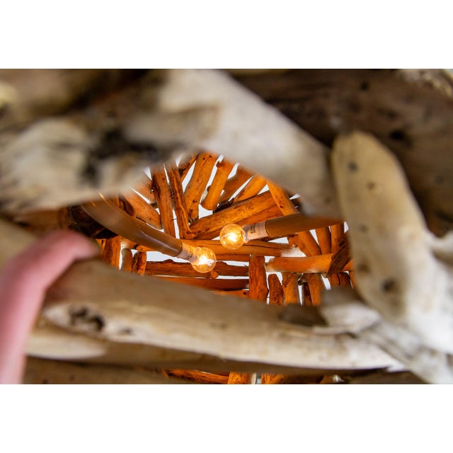 Wood Large Vintage Driftwood Pendant Light For Sale - Image 7 of 11