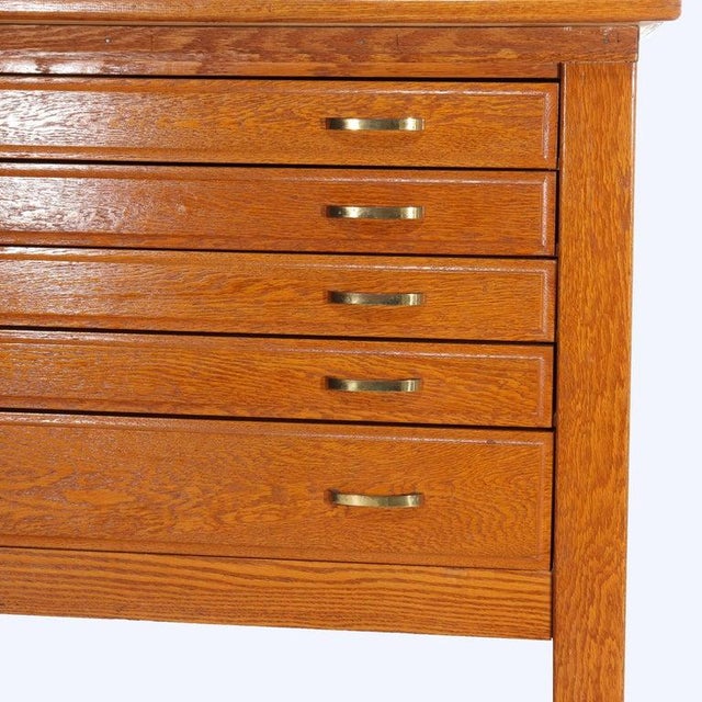 1910s Architectural Arts & Crafts Oak 5-Drawer Map Cabinet For Sale - Image 9 of 18