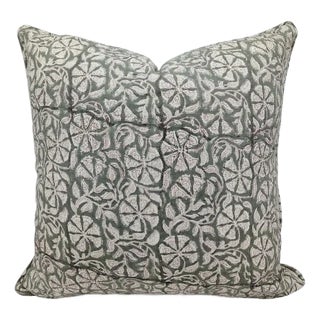 Fabdivine Handblock Print Cushion Cover 14x20 Inch Off-White Linen-Rudraksh For Sale
