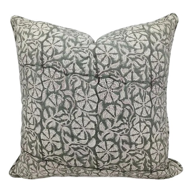 Fabdivine Handblock Print Cushion Cover 14x20 Inch Off-White Linen-Rudraksh For Sale