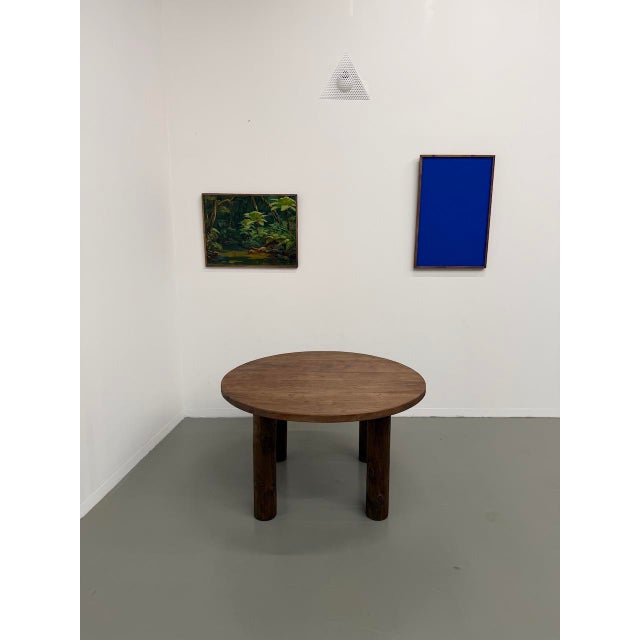 Modern Constructivist Round Table in Walnut, 1950s For Sale - Image 3 of 18