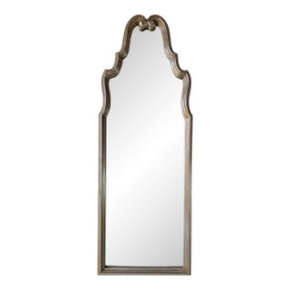 1970s Hollywood Regency Sculpted Silver Wood Wall Mirror by Bassett For Sale
